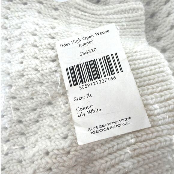 Sweaty Betty Women's Lily White Tides High Open Weave Jumper Size 12 - Picture 2 of 8